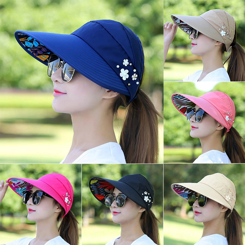 Womens Foldable Summer Straw Hat Wide Brim Sun Beach Hat