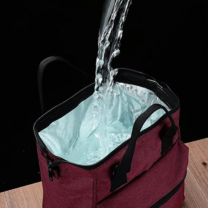 Insulated Double Decker Cooler Thermal Lunch Box Lunch Bag with Removable Shoulder Strap