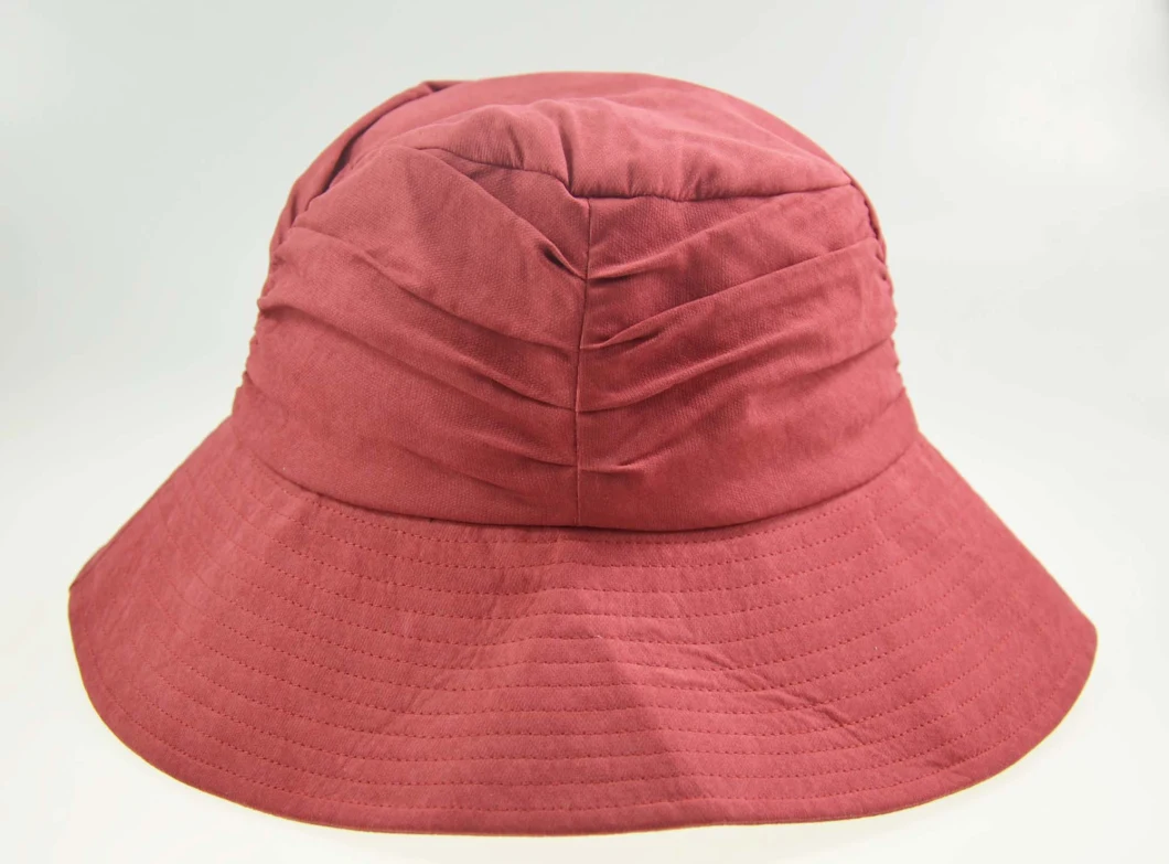 Customized Cotton or Polyester Summer Ladies Large Brim Bucket Hat