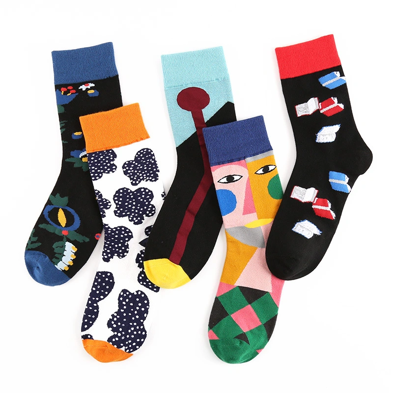Factory Custom Design Multiple Styles Combed Cotton Fashion Crew Women Socks with Custom Color Box Package