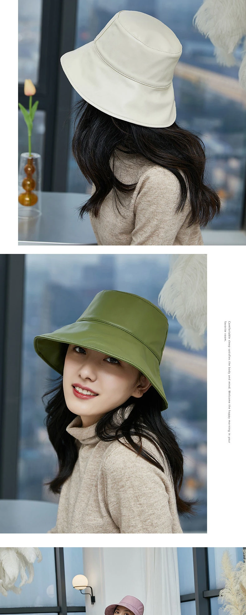 Black Sheepskin Fisherman Hat Female Sun Visor Hat Bucket Hat Sunscreen Cover Face Big Brim Cap