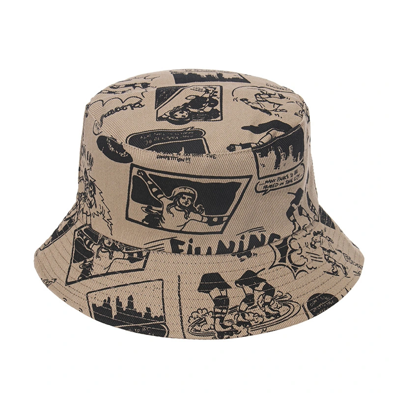 Comic Cartoon Character Print Basin Hat Sunscreen Outdoor Couple Fisherman Hat