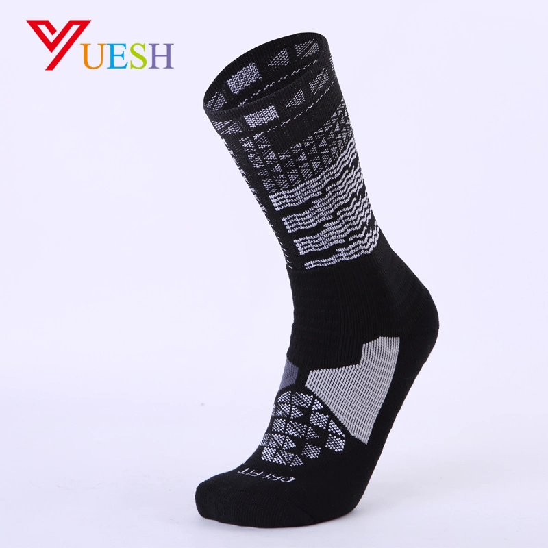 Dark Color Thick Protective Sport Cushion Elite Basketball Compression Athletic Socks Middle Crew Socks
