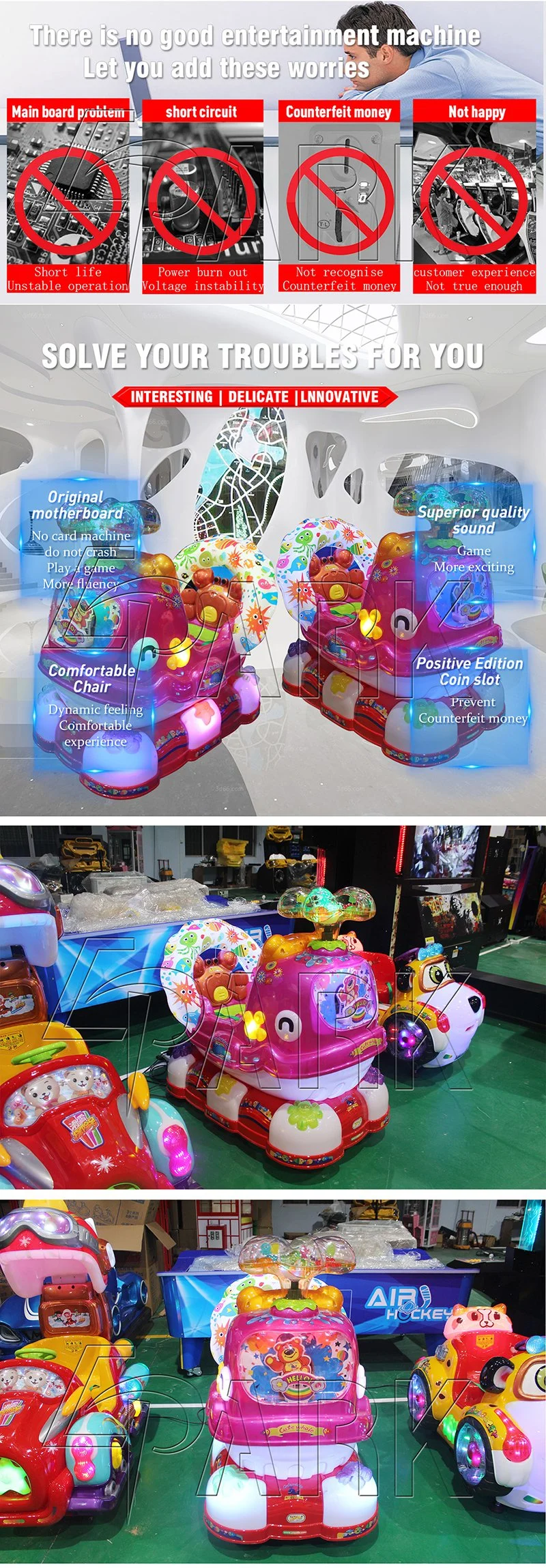 Theme Park Hot Popular Kids Lovely Ride on Cars Kiddie Ride Rotating Coin Operated Game Machine