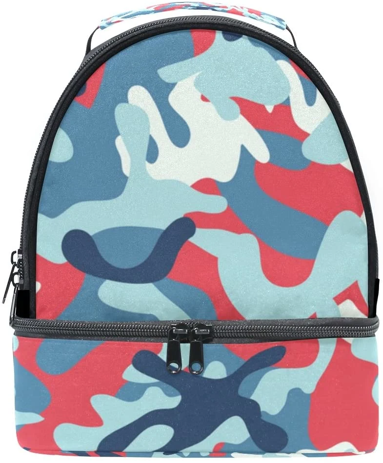 Camo Style Fashion Lunch Bag with Soft Handle Two Compartments