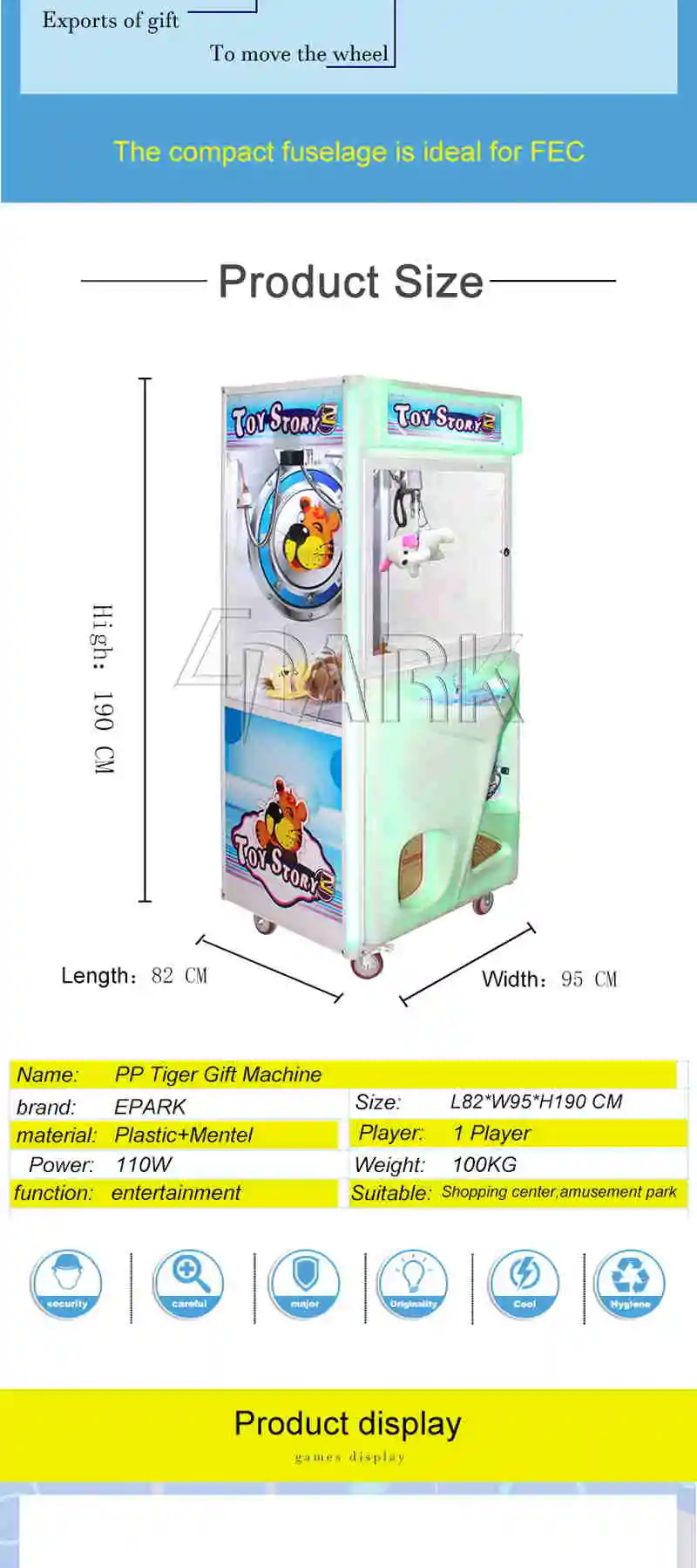 Toy Claw Crane Gift Machine Named PP Tiger 2