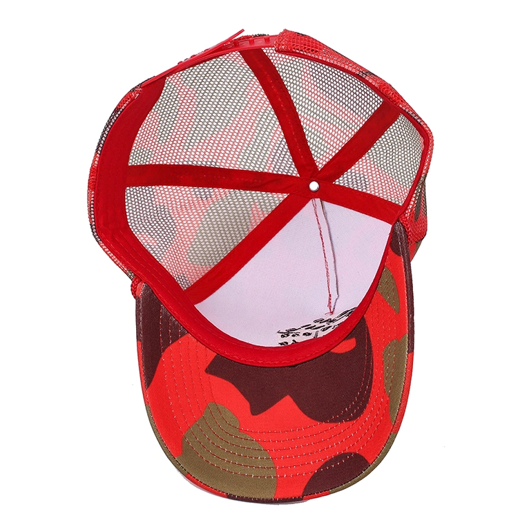 Nylon Trucker Mesh Hat, Camo Mesh Cap, Embroidery Logo Trucker Cap with Rope