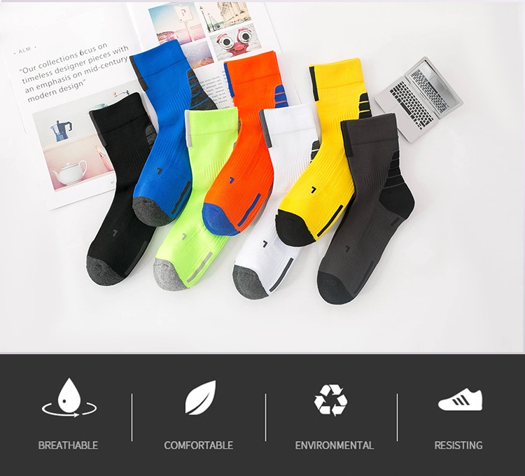 Professional Nonslip Solid Color Stripe Towel Sports Socks Calzini Antiscivolo Sport Workout Skater Skateboard Socks