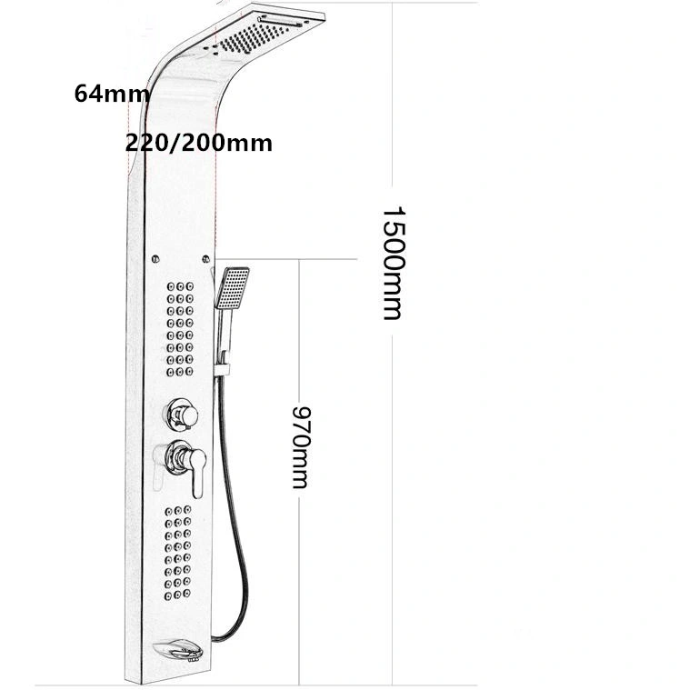 Cupc Thermostatic Digital Control Rainfall Bathroom Shower Waterfall Shower Panel