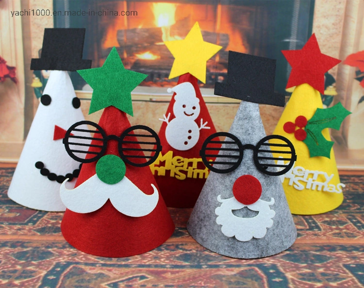 Felt Fabric Printing Logo Plush Christmas Decoration Kid Christmas Hat