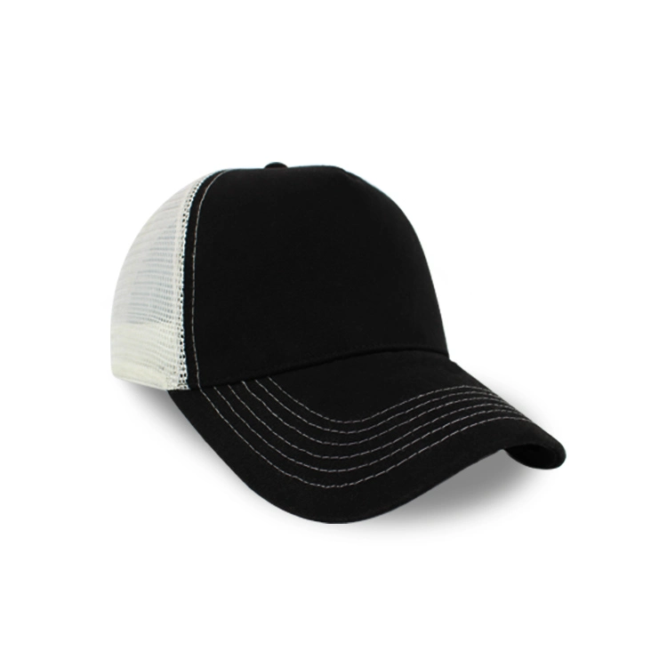 5 Panel Blank Trucker Hat Cotton Baseball Hat with Nylon Mesh Back