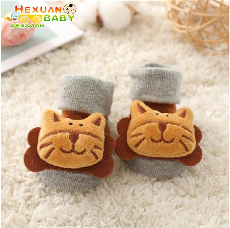 Wholesale Organic Cotton Shoe with 3D Cartoon Animal Pattern Baby Socks