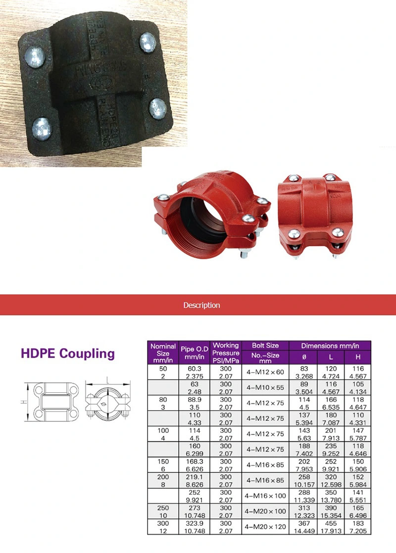 FM/UL Certified Coupling for Plain End HDPE Pipe Style 995