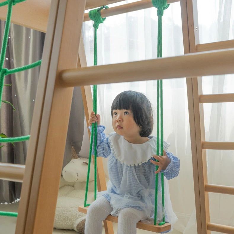 Large Indoor Wooden Children Climbing Frame Kids Slide Play Equipments