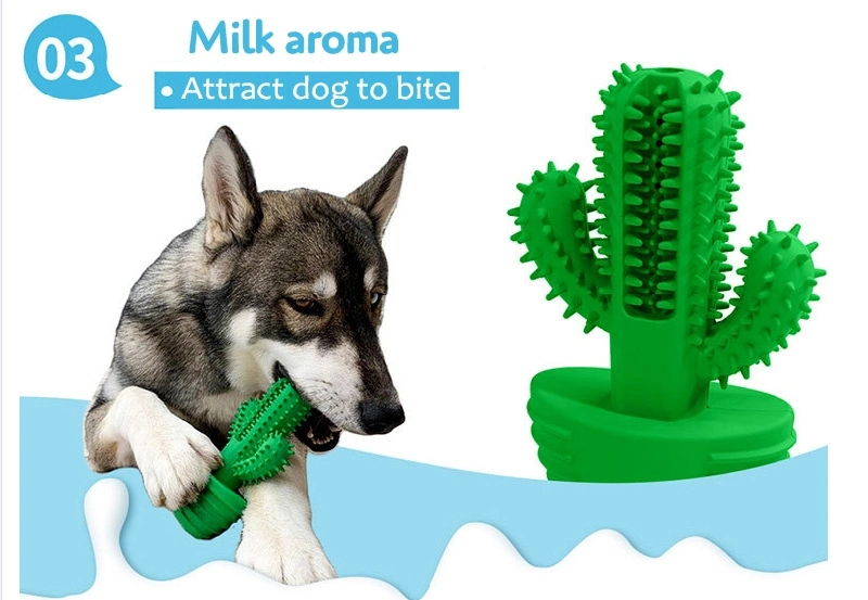 Milk Fragrance Chew Rubber Cactus Voice Pet Toothbrush Toy for Dogs