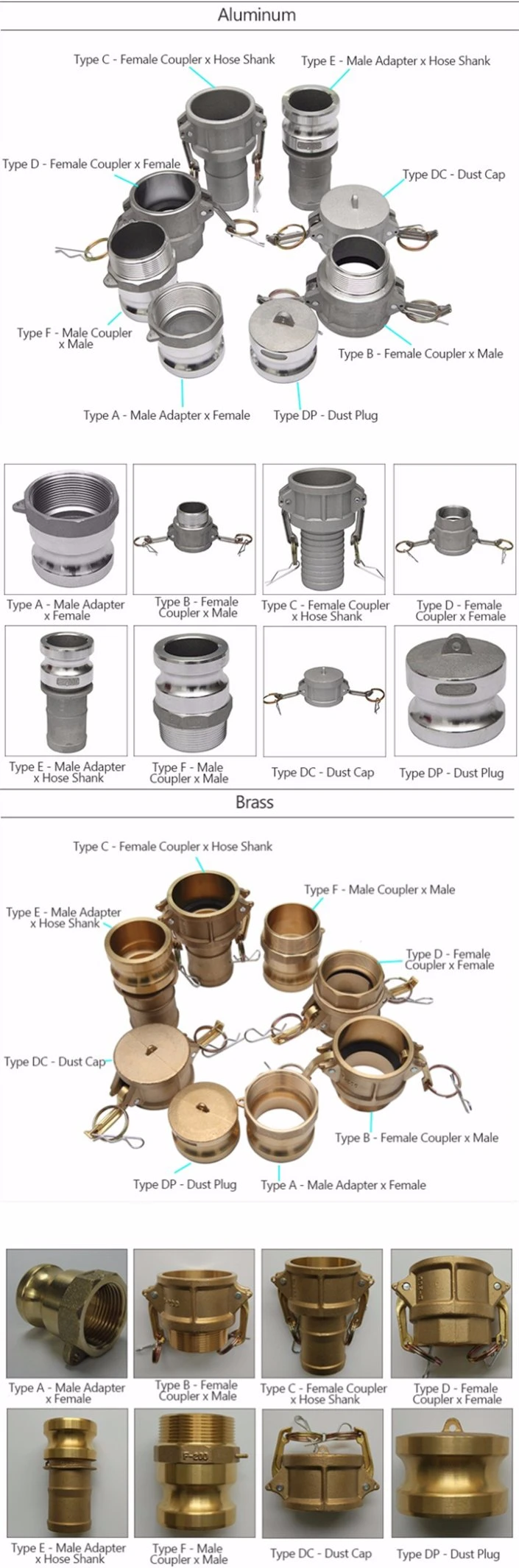 Water Quick Hose Shank Camlock Coupling for PVC Hoses