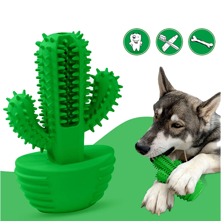 Milk Fragrance Chew Rubber Cactus Voice Pet Toothbrush Toy for Dogs