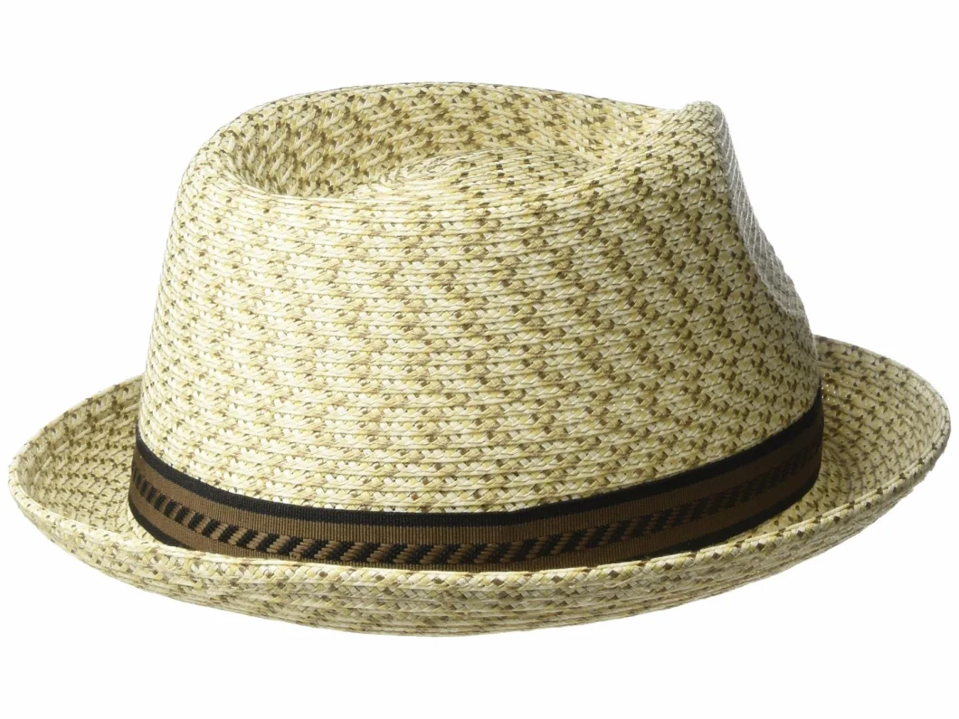 Knit Fedora Straw Bucket Trilby Hat Men with Striped Hatband