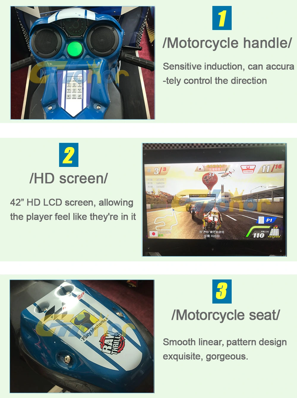 Electronic Coin Operated Simulator Video Game Arcade Motor Racing Game Machine Coin Operated Motorcycle Driving Game Machine for Adult