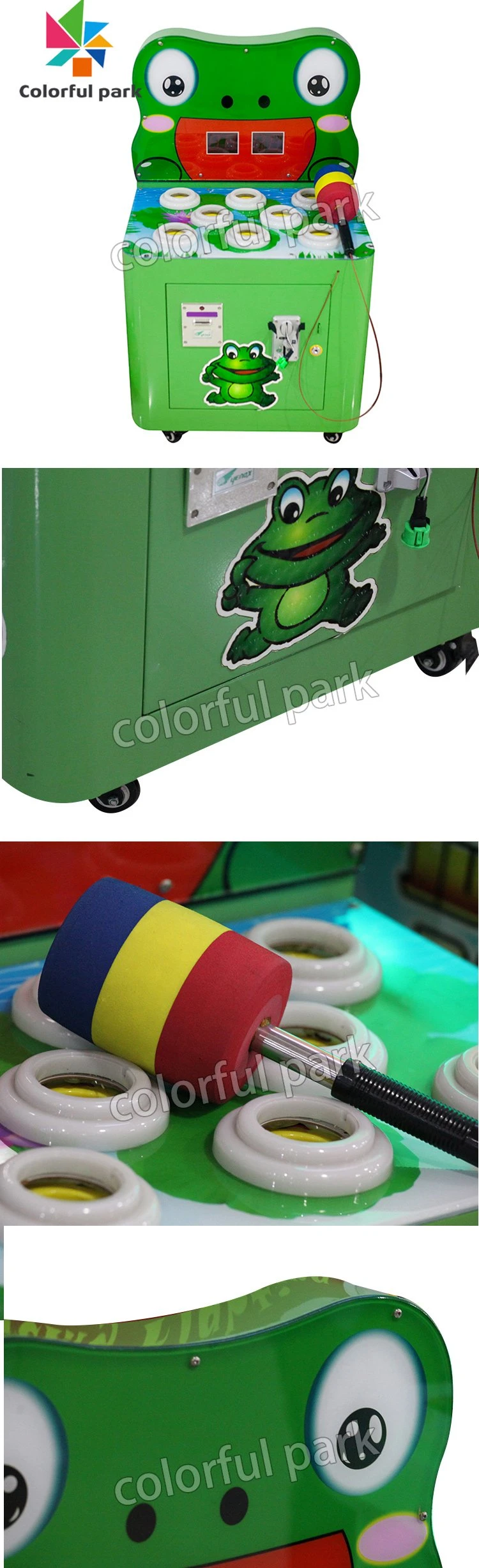 Colorful Park Coin Operated Children Games Kids Hammer Hit Frog Arcade Game Machine