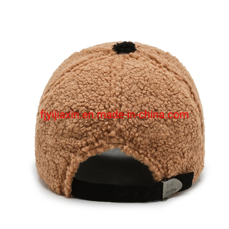 Autumn and Winter Lamb Wool Embroidered Baseball Cap