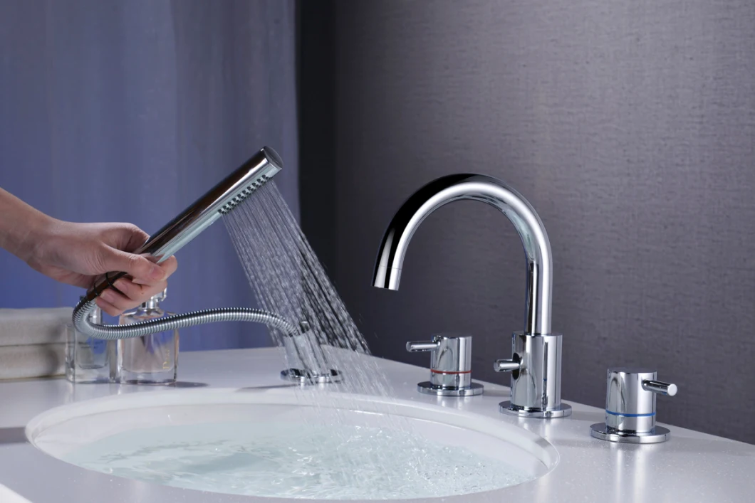 4 Hole Basin Shower Head Faucet Pull out Shower Tap