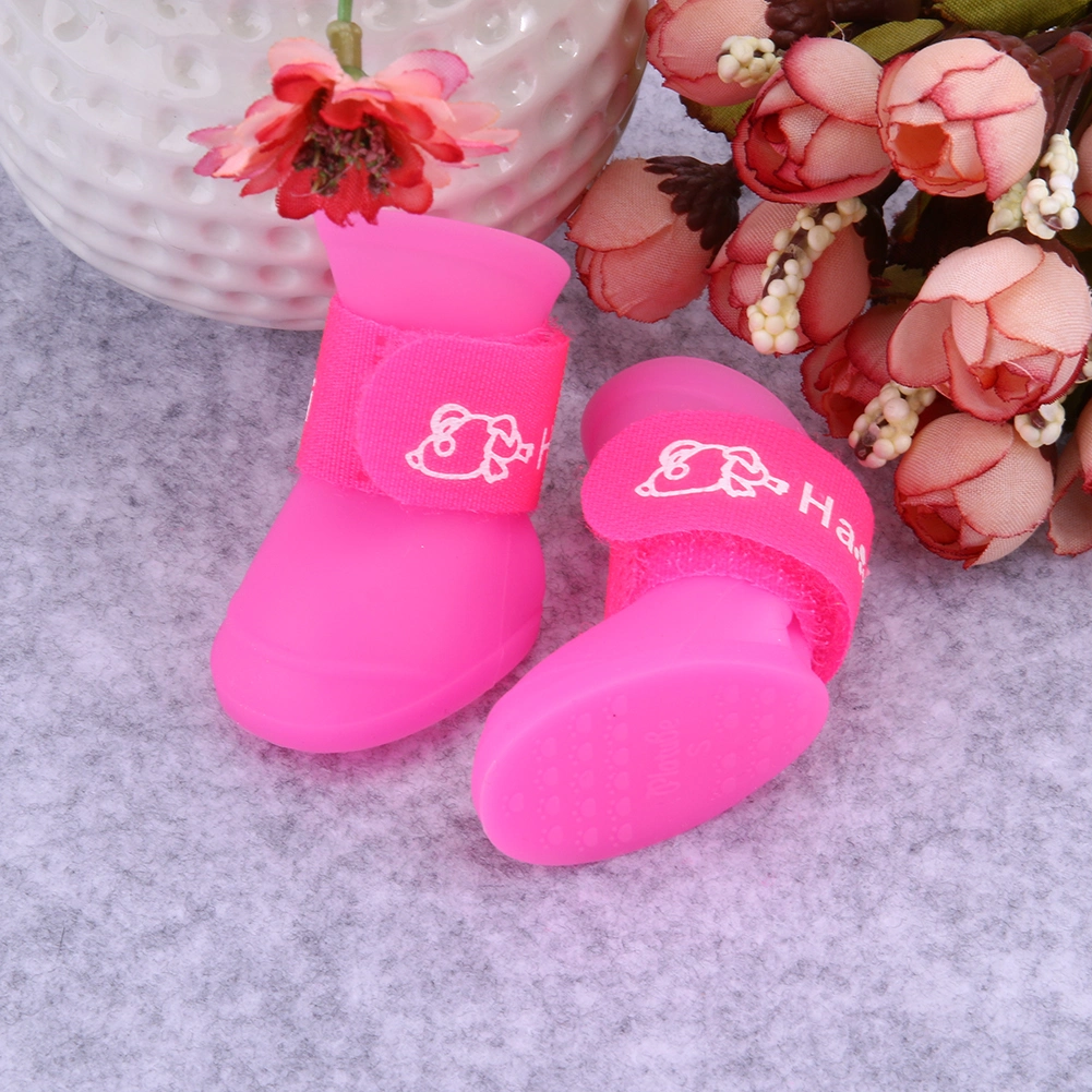 4PCS Pet Dog Shoes Waterproof Rain Pet Shoes for Small Dogs Puppy Rubber Boots Candy Color Puppy Shoes Pet Dog Products