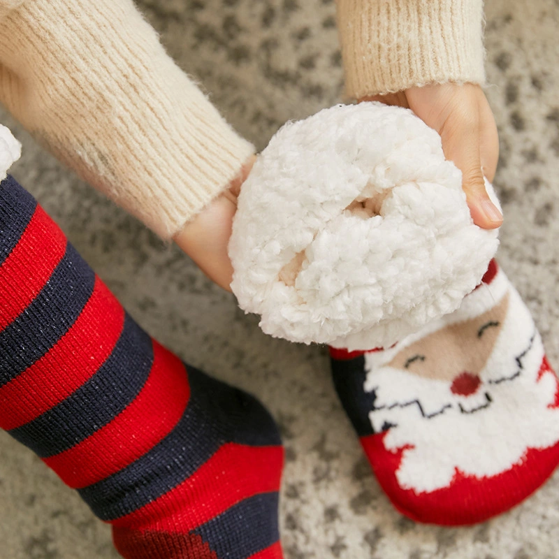 Warm Winter Knitted Indoor Floor Christmas Socks for Women with Deer Pattern
