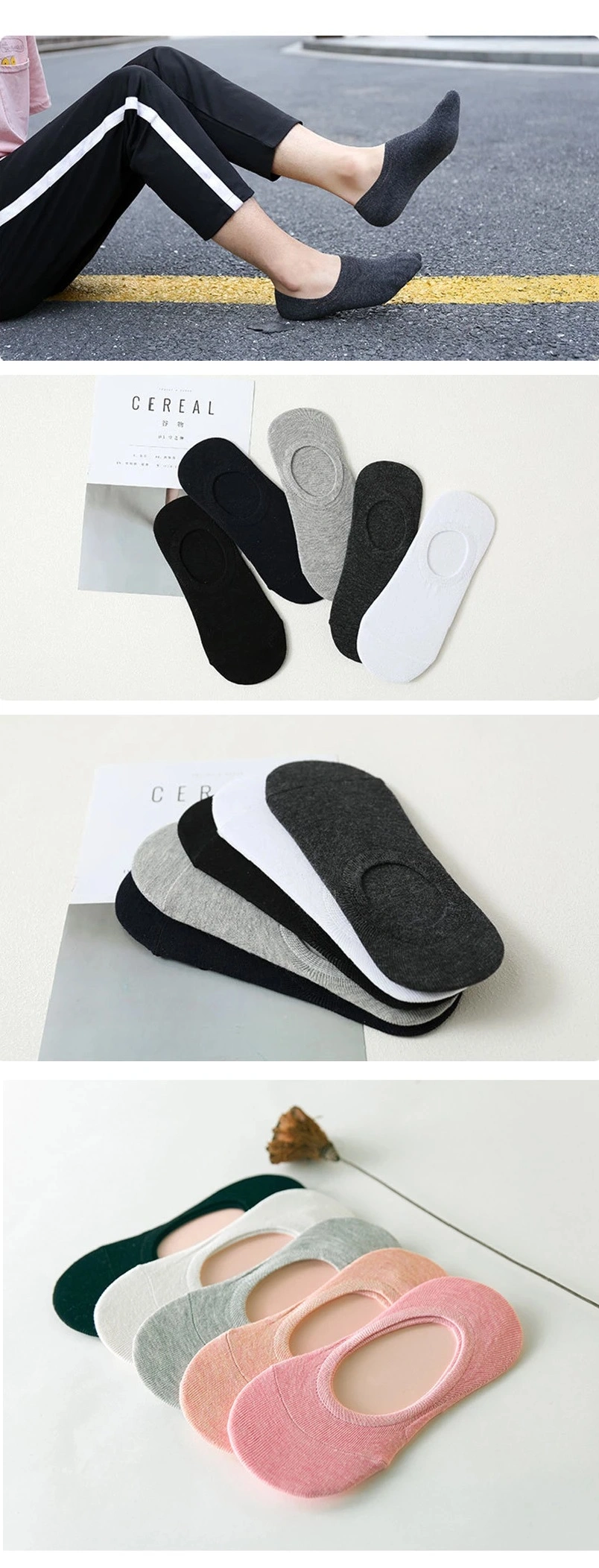 Invisible Ankle Socks Unisex Fashion Ankle Socks Custom Cotton White Black Footie Secret No Show Invisible Hidden Boat Socks Women Ankle Low Cut Summer Sock