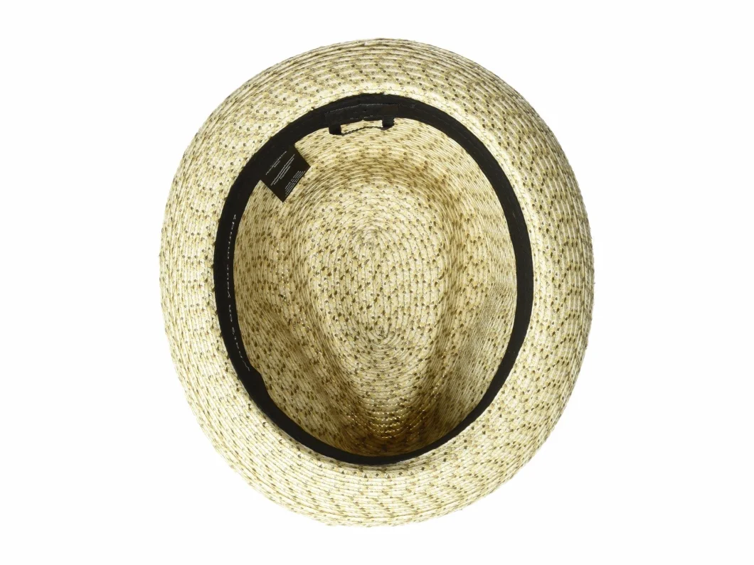 Knit Fedora Straw Bucket Trilby Hat Men with Striped Hatband