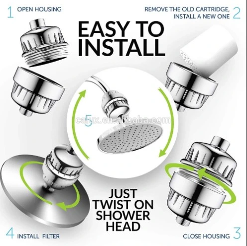 15 Stage Kdf55 Inline Shower Filter for Hard Water Filter Shower Remove Chlorine Shower Head Filters