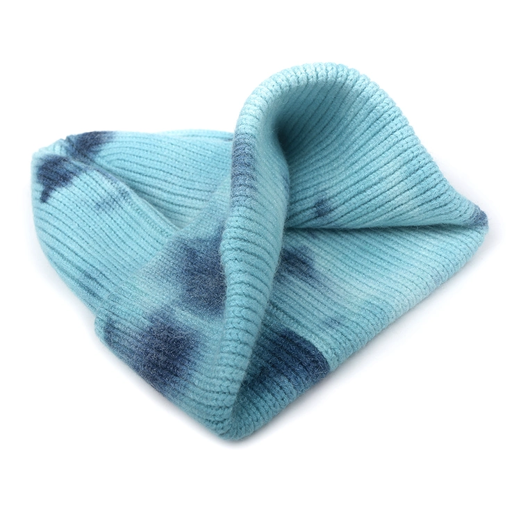 2020 Warm Soft Tie Dye Hats Beanies Women Winter Scarf Knitted Tie Dye Beanies Scarf Set