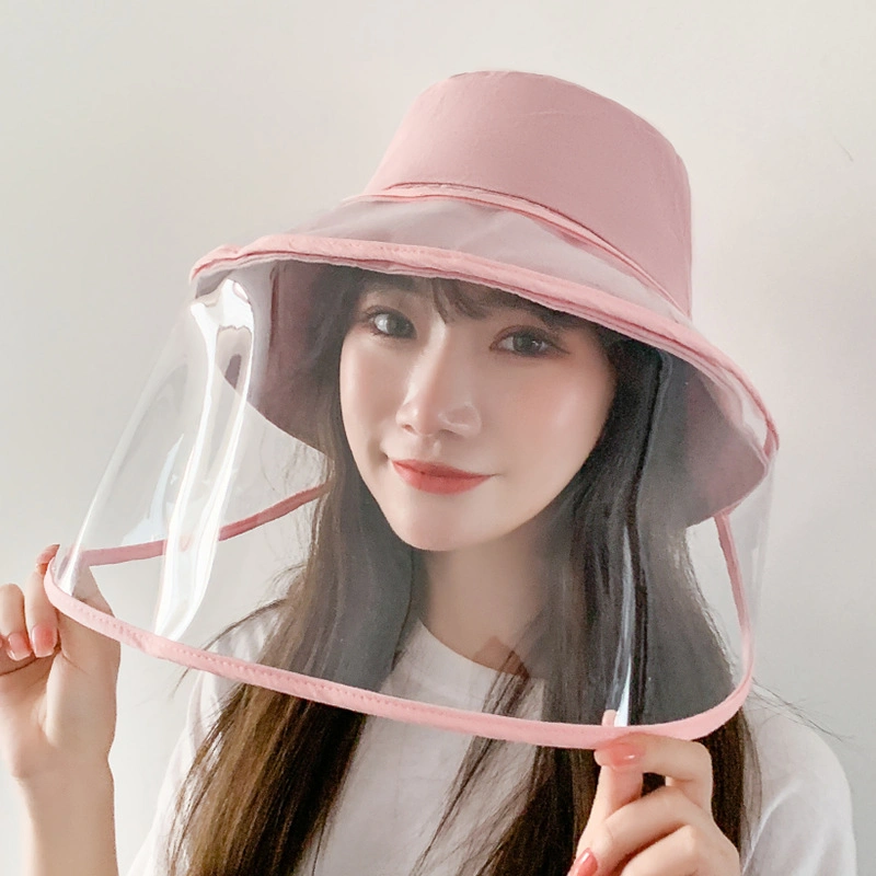 New Fashion Fisherman Hat with Face Shield for Women Removable Clear Full Face Shield Anti Saliva Outdoor Sun Hat Bucket Hats