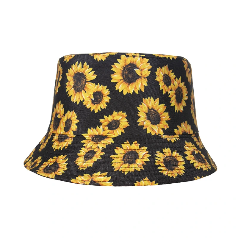 Cotton Printed Sunflower Fisherman Hat Trend Double-Sided Wear Sunhat