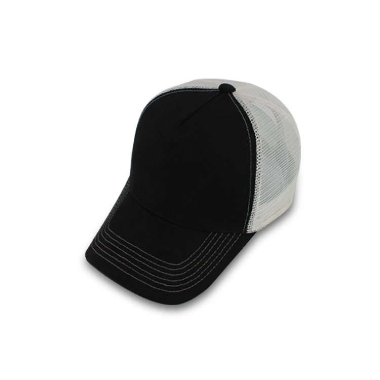 5 Panel Blank Trucker Hat Cotton Baseball Hat with Nylon Mesh Back