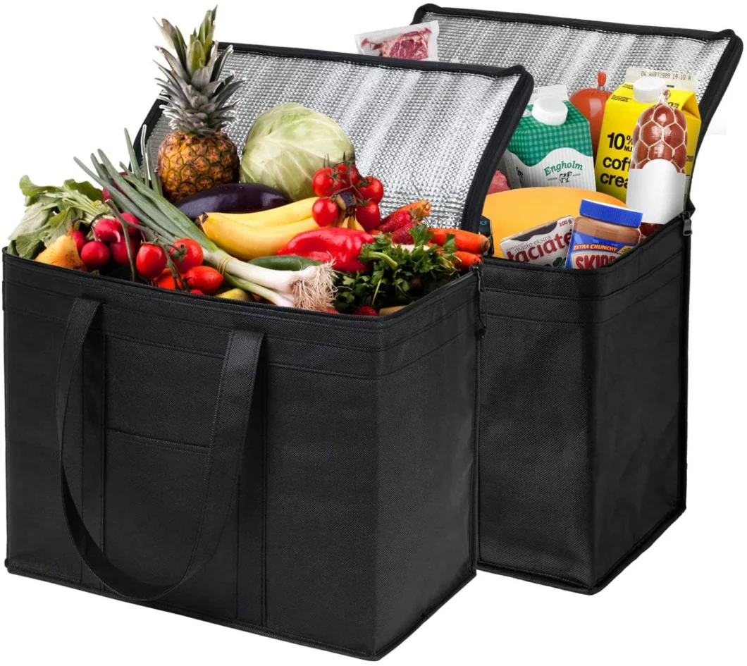Foldable Lunch Insulated Grocery Cooler Bag Eco Friendly Heated Food Delivery Bag Thermal Food Delivery Backpack Thermal Bag