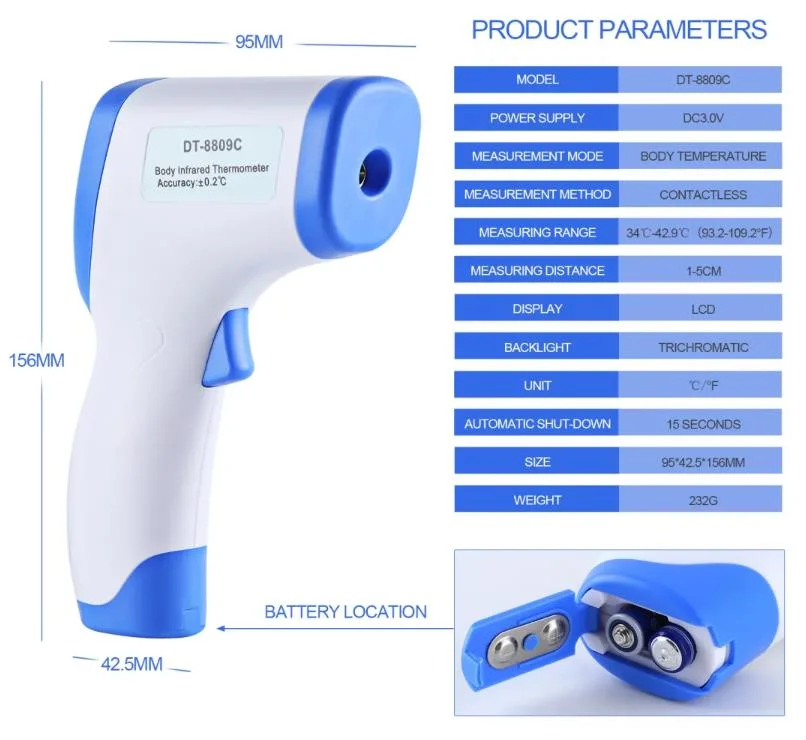 Hot Sale Body Infrared Baby Thermometer Gun Forehead, Digital Laser Infrared Laser Temperature Gun