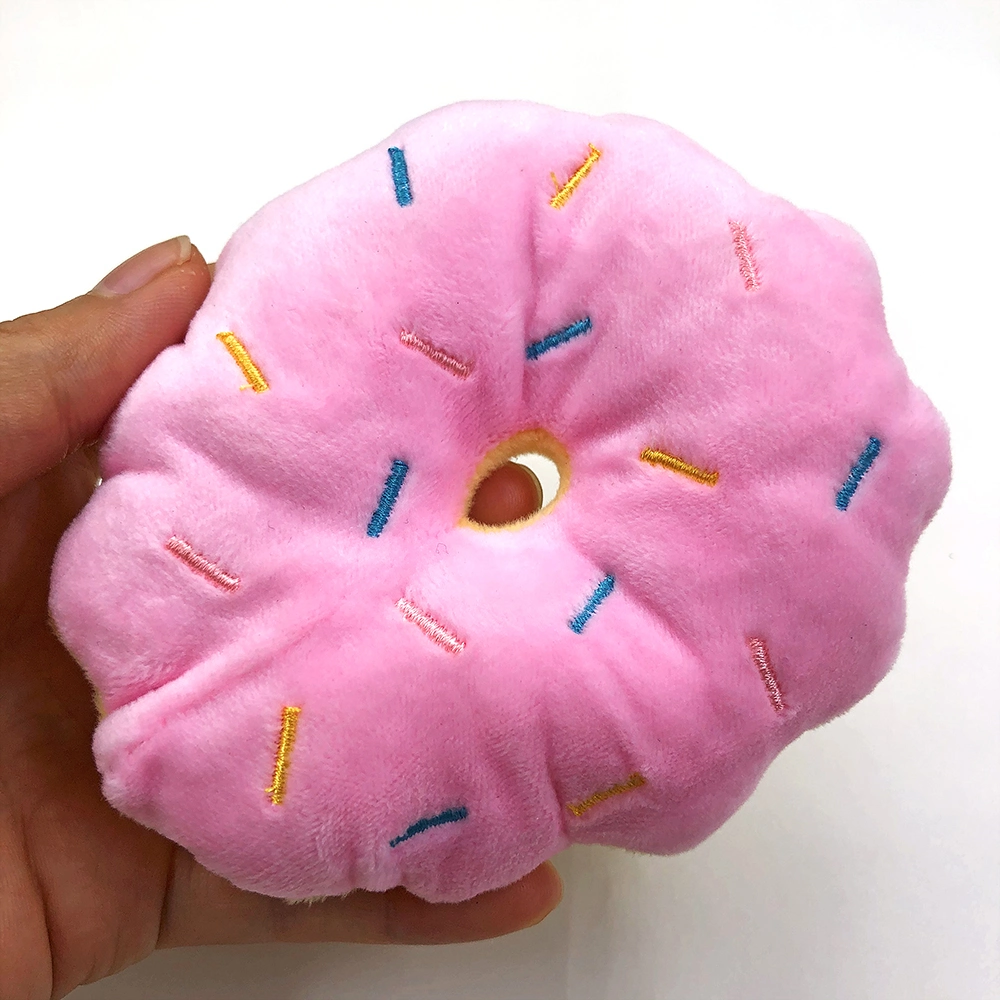 Pet Puppy Cat Donuts Squeaky Plush Dog Toy Chew Squeaker Sound Dog Play Bite Toys