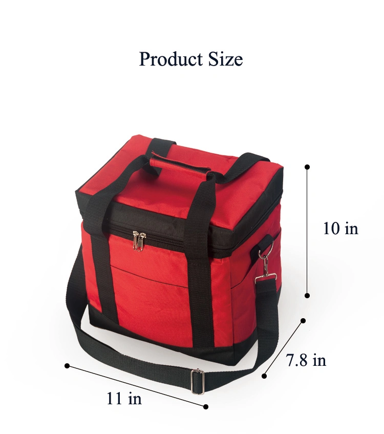 Red 14L Oxford Wholesale Leakproof Waterproof Camping Beach Picnic BBQ Outdoor Activities Insulated Cooler Lunch Bag