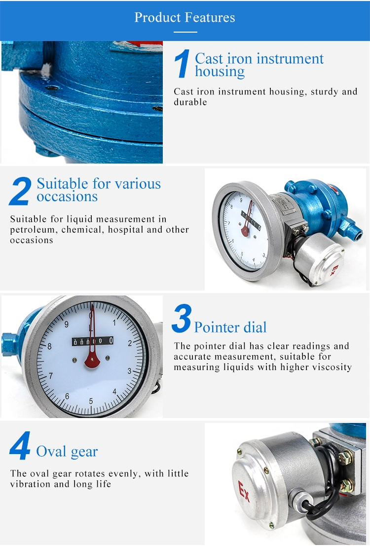 High Viscosity High Accuracy Flow Meter Stainless Steel Oval Gear Flow Meter with Digital Display