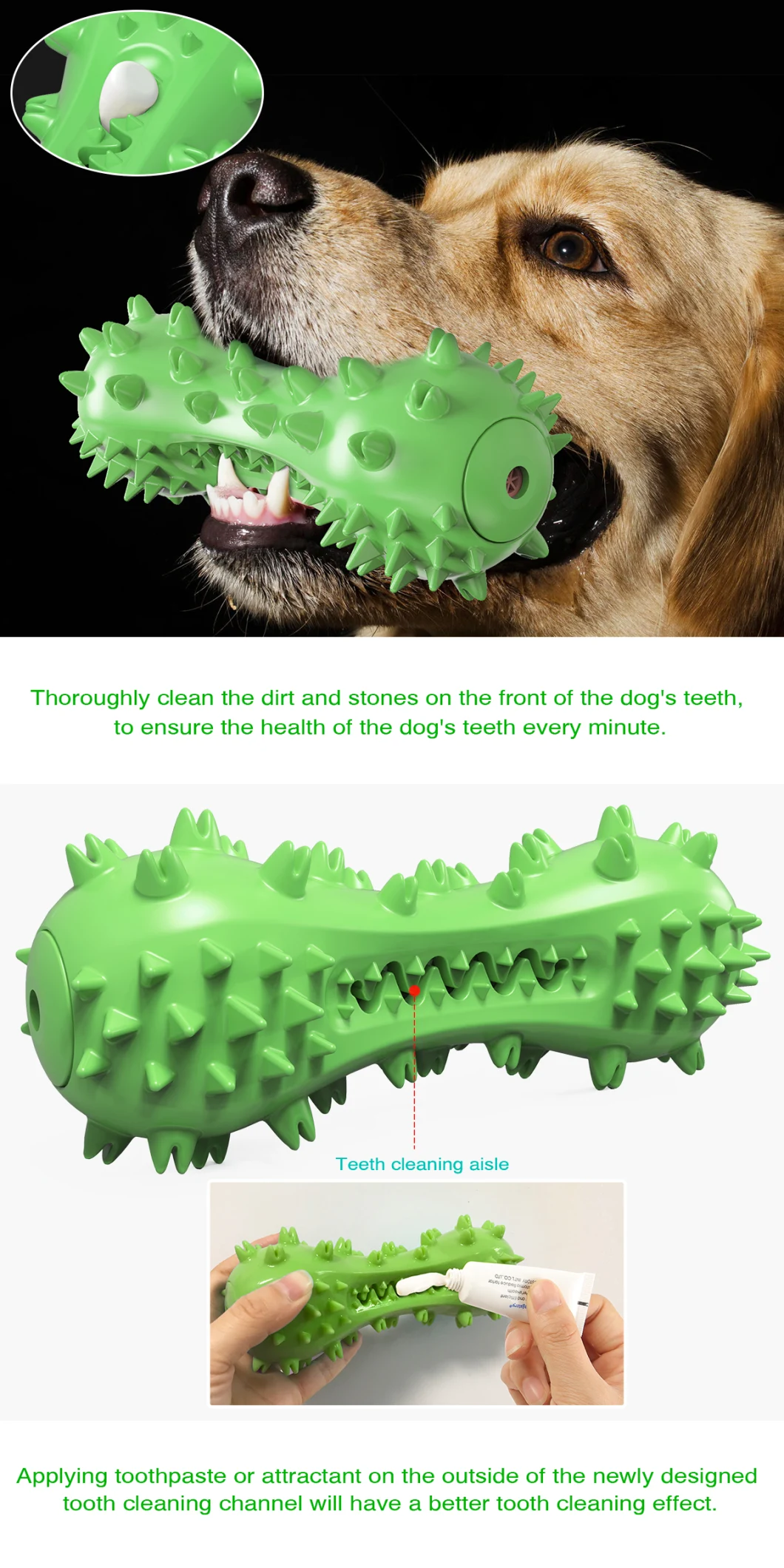 Dog Toy Teeth Brushing Cleaning Nontoxic Natural Rubber Toothbrush Stick Dental Chews Toy for Small/Large Dogs
