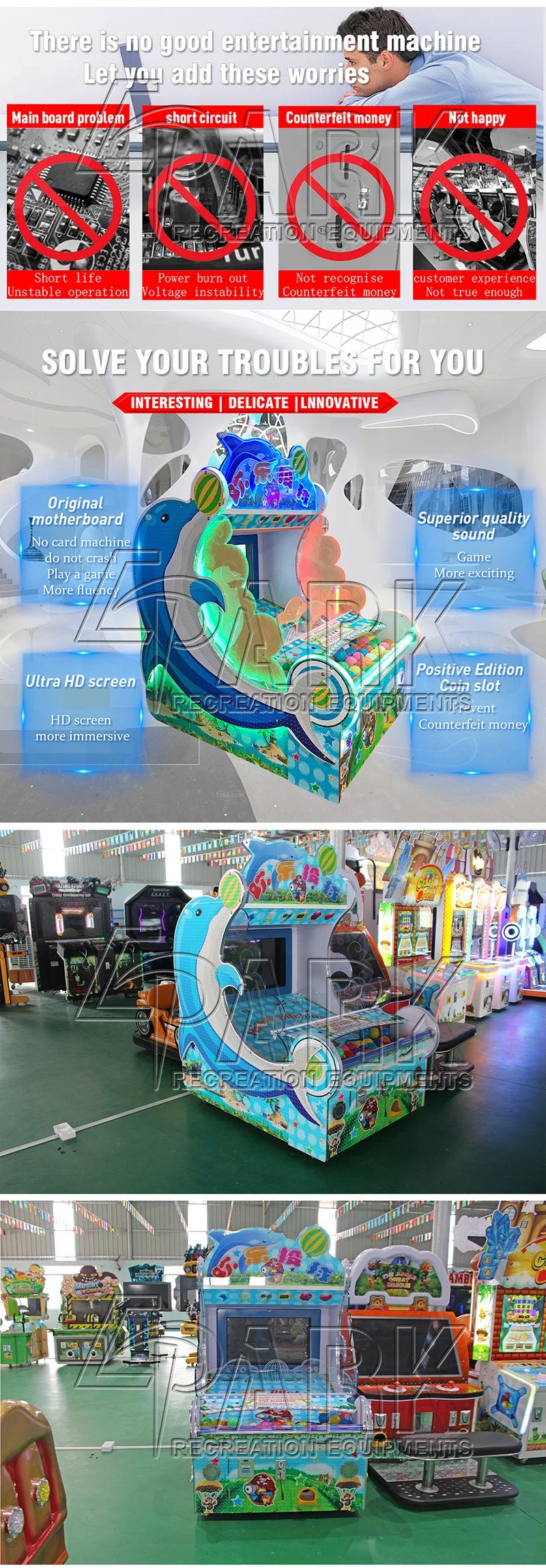 Dolphin Shape Redemption Game Machine Electronic Happy Pitch Balls Game Video Game Machine Amusement Park