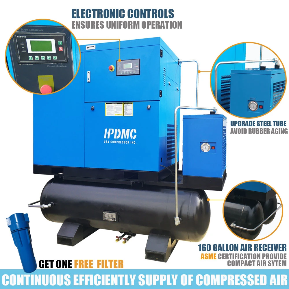25HP 18.5kw 10bar Combined Belt Drive Rotary Screw Air Compressor for Spray Painting