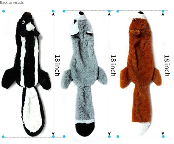 Durable Stuffingless Plush Squeaky Dog Chew Toy Set