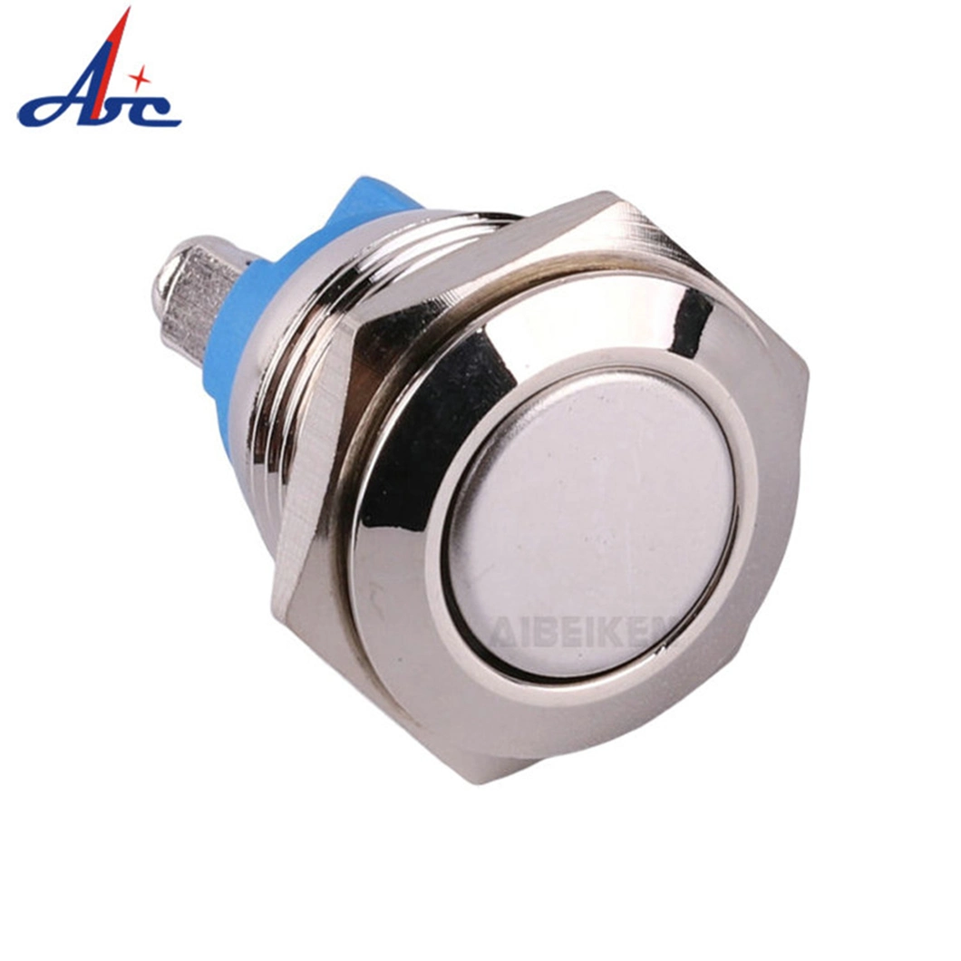 16mm Screw Terminals Flat Head Metal Momentary Push Button Switch