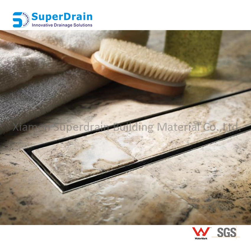 Stainless Steel Tile Insert Cover Plastic Siphon Shower Floor Horizontal Shower Drain Linear Floor Drain