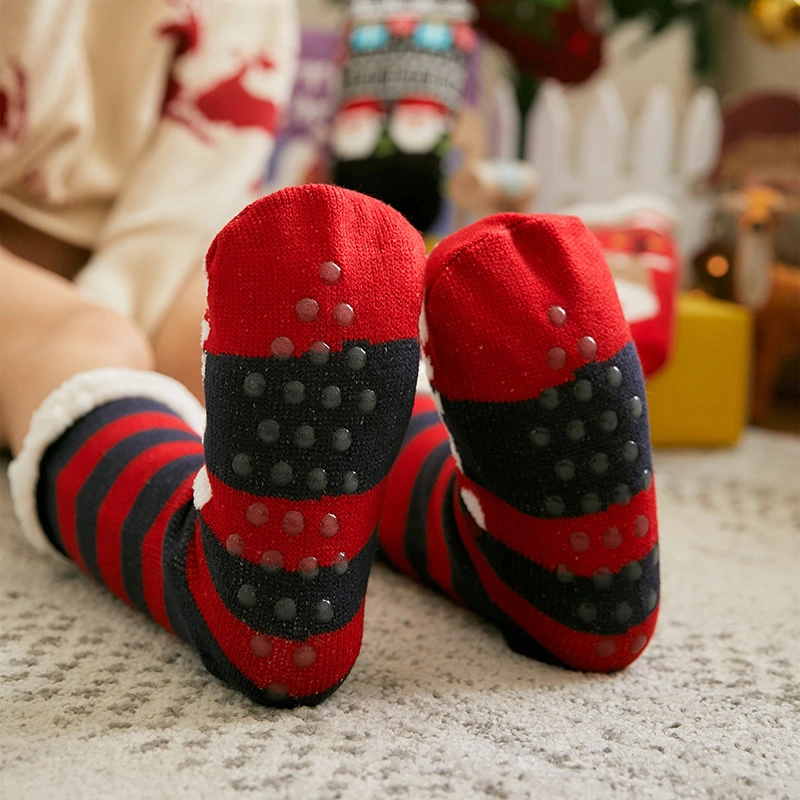 Warm Winter Knitted Indoor Floor Christmas Socks for Women with Deer Pattern