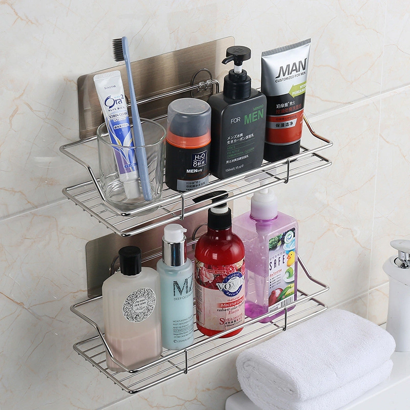 Stainless Steel Strong Adhesive Bathroom Wall Mounted Shower Caddy