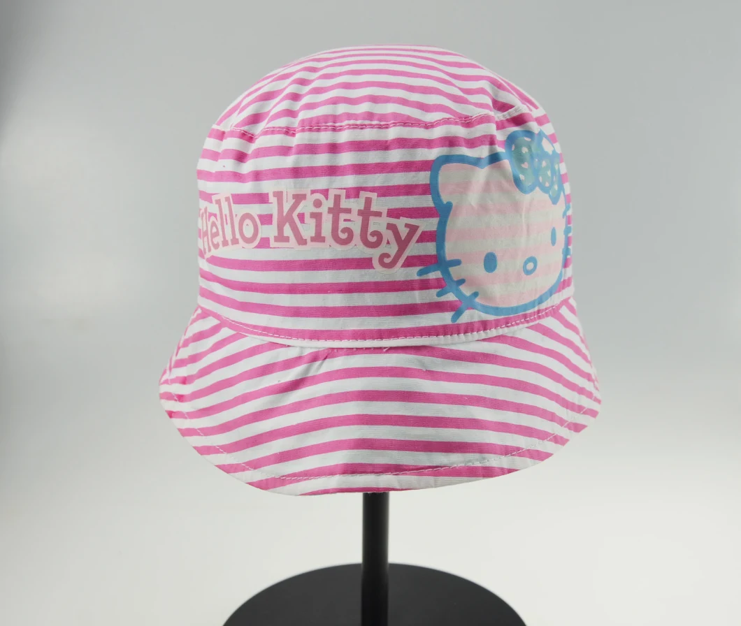 BSCI Stripe and Heart Pattern Cotton Kids Bucket Hat (HY18011742)