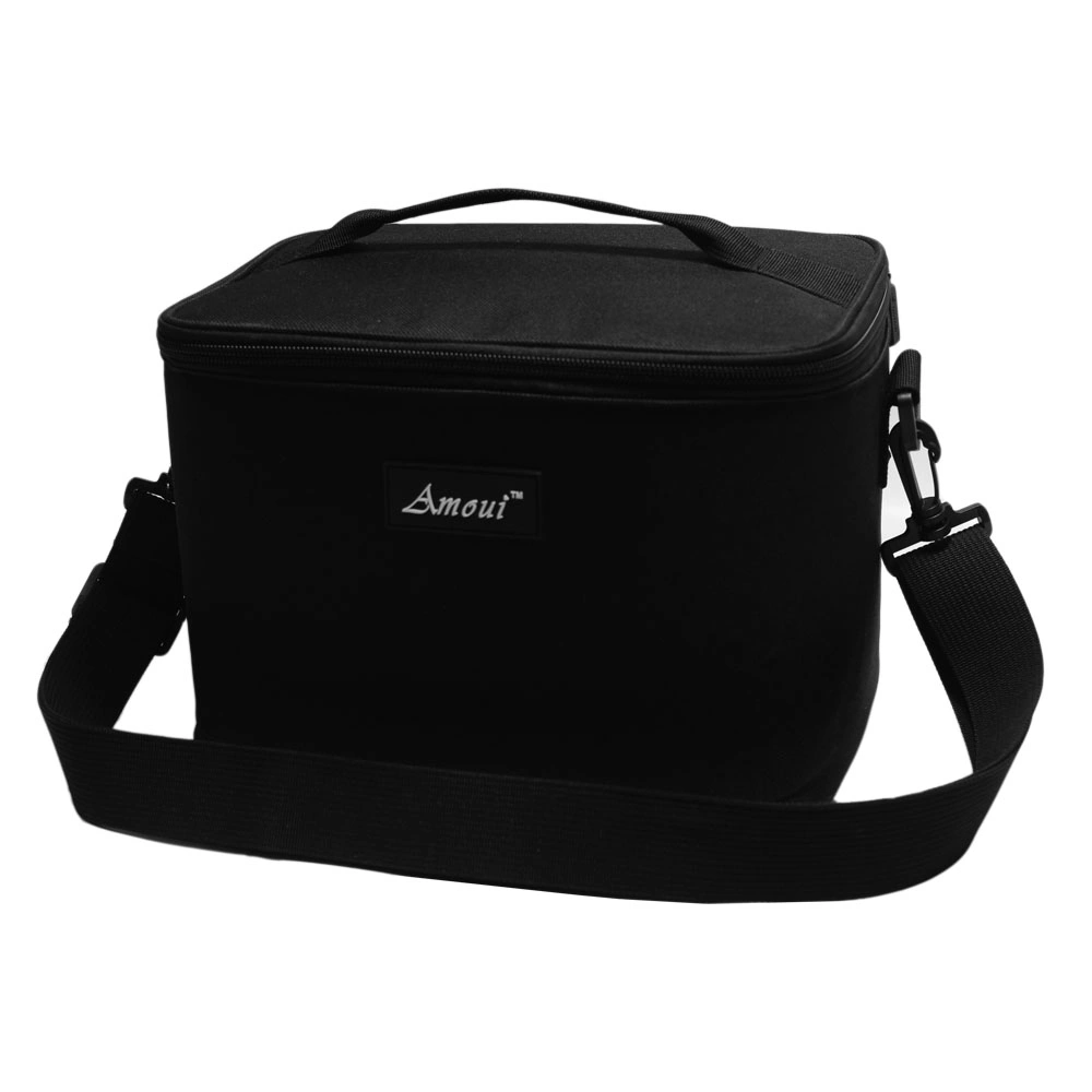 Best Black Zipper Small Cooler Bag Insulated Lunch Box Bag with Shoulder Strap for Women Men